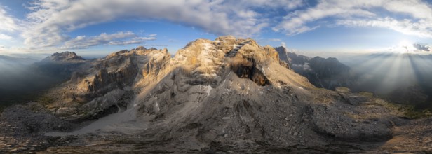 360 degree alpine panorama, aerial view, impressive mountain peaks of the Brenta Mountains, Brenta,