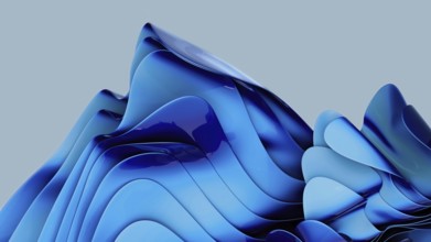 A mesmerizing abstract image with fluid blue waves creating a dynamic sense of motion and depth,