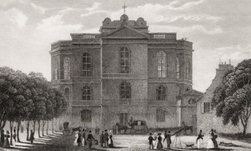 Paris Observatory, Meudon, antique steel engraved print, 1831