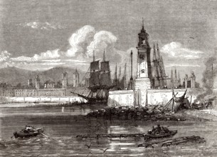 Der alte Leuchtturm, Hafen von Barcelona, Spanien, 18. Jahrhundert