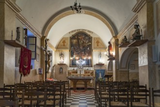 Interior of the Holy Cross Church of Sainte Croix in Bonifacio, Corsica, France