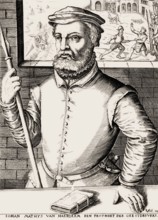 Portrait of Jan Matthys, Anabaptist leader of the Münster Rebellion, 1535, digitally edited