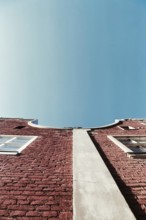 Historical photo of a façade of two houses in the Dutch Quarter in Potsdam, 1990, Potsdam, Germany