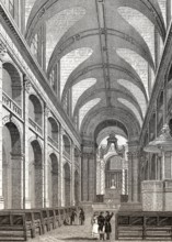 Interior, Dome of Les Invalides, Paris, antique steel engraved print, 1831