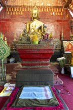 Golden Buddha statue, Bhumispara-mudra, Buddha Gautama at the moment of enlightenment, Wat Long