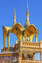 Round arch pavilions decorated with colorful mosaics and glass works of art, Buddhist temple