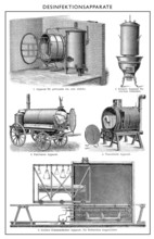 Disinfection equipment, disinfection cabinet, 1890, Desinfektionsanlage, Desinfektionsschränke um
