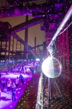 Ice rink at the Zollverein coking plant, ice skating with music and many lighting effects, Essen,