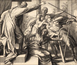 Saul Attacks David, Old Testament, by Julius Schnorr von Carolsfeld