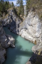 Lech with Lech Gorge, Füssen, Ostallgäu, Allgäu, Bavaria, Germany