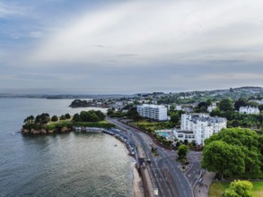The Grand Hotel in Torquay from a drone, English Riviera, Torbay, Devon, England, United Kingdom