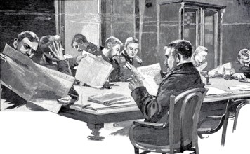 In the Seamen's House in Kiel, the reading room, 1890, Germany, illustration, reproduction from a