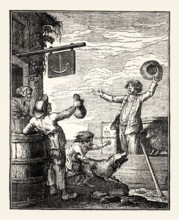 Genre scene, by Johann Georg Unger after Johann Wilhelm Meil, 18th century, digitally restored