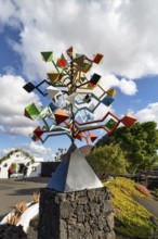 Colourful wind chimes at the entrance, former home of the artist, Fundacion Cesar Manrique,