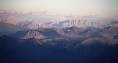 Mountain panorama at sunset, Stubai Alps, South Tyrol, Italy