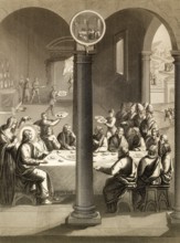 Jesus Christ and disciples at the table in the house of Simon the Leper, with Mary Magdalen and