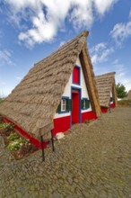 Typical traditional thatched houses Casinhas de Santana, landmark, UNESCO biosphere reserve,