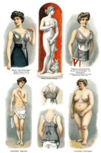 Abnormal and normal body shapes of women, health counselor, 19th century, Abnorme und normale