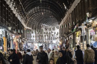 Damascus, Syria. December 7th 2025. Souk al Hamidiyeh busy with crowds of Syrian people shopping in