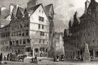 The West Bow, from the Lawn Market, Edinburgh, Scotland, 19th century, from Modern Athens by Th. H.