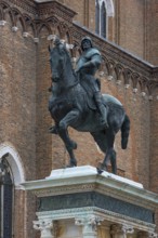 Equestrian statue of Commander Bartolomeo Colleoni, 1400-1475, in front of the church of Santi
