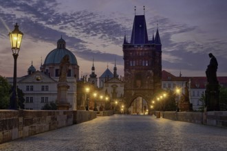 Charles Bridge in the evening, Apostle, Prague, Czech Republic, Prague, Czech Republic