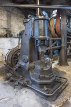 Air hammer and transmission gearbox in a historic hammer mill, Industrial Museum Lauf, Sichardstr.,