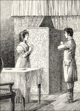 Ottilie with Eduard, scene from the novel Elective Affinities, Die Wahlverwandtschaften by Johann