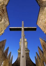 Aegidienkirche with apsis cross in the evening, not rebuilt, memorial to the victims of war and