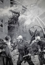 The fire department deployed at a burning house, the firefighters rescued a man and a baby and are