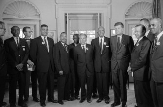 John F. Kennedy with representatives of the civil rights movement in the Oval Office, August 1963,