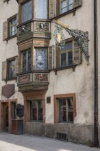 Detailed view of the former Gasthaus zum goldenen Becher in the historic old town of Rottweil,