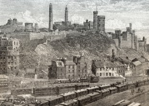 A view of Calton Hill, Edinburgh, Scotland, 19th century