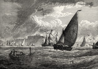 Historical view of Cape St. Vincent, Algarve, southern Portugal, 18th century, From British Battles