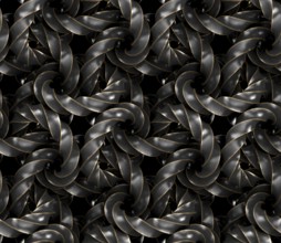 An intriguing seamless 3D geometric pattern that showcases an array of interlocking 4D rings in