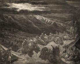 Law given to Moses at Sinai, woodcut by Gustave Doré