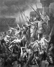 Paul threatened by the Jews in Jerusalem, story of the Apostles chapter 21, verse 27, traitors,