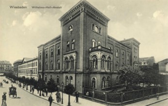 Historical postcard, picture postcard, Wilhelms-Heil-Anstalt in Wiesbaden, Hesse, Germany,