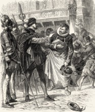 ACT II, SCENE I., Square in Brussels, Jetter, Vansen, Soest, Carpenter, scene from EGMONT by Johann