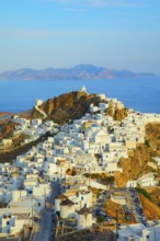 View of Chora village and Sifnos island in the distance, Chora, Serifos Island, Cyclades Islands,