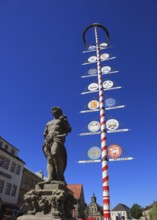 In the city centre of Bayreuth, Hercules Fountain and Guild Tree, Bayreuth, Upper Franconia,