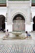 Courtyard of the Medersa Attarine Koran School, Fez El Bali, Medina, UNESCO World Heritage Site,