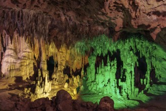 Limestone rock formations in a cave at Florida Caverns State Park in the Florida panhandle near