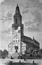 Turku Cathedral, formerly Abo, in Finland, in 1870, Historical, digital reproduction of an original