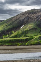 Moss-covered mountains, rhyolite mountains, volcanic landscape, Landmannalaugar, Fjallabak Nature