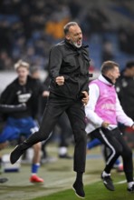 Unrestrained goal celebration, jumping for joy, coach Pellegrino Matarazzo TSG 1899 Hoffenheim