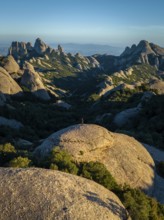 A breathtaking view of Montserrat's rugged rock formations in Catalonia, Spain. The image captures