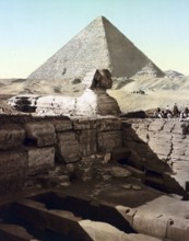 Cairo, Temple of the Sphinx, Egypt, Historical, digitally restored reproduction from a 19th century