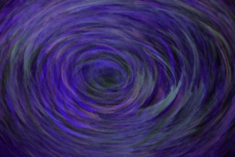 Dynamic abstract painting featuring a swirling vortex pattern in rich shades of purple and blue,