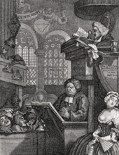 The sleeping congregation, 1762, caricature by William Hogarth, 1697-1764